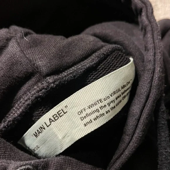 Off-White Black Hoodie with Blue and Red Accents